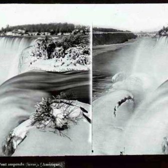 Ferrier & Soulier. Chutes du Niagara. Le pont suspendu (hiver). USA