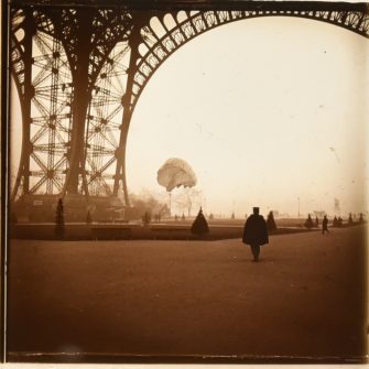 Parachute flight under the Eiffel Tower, 1912 (x2)