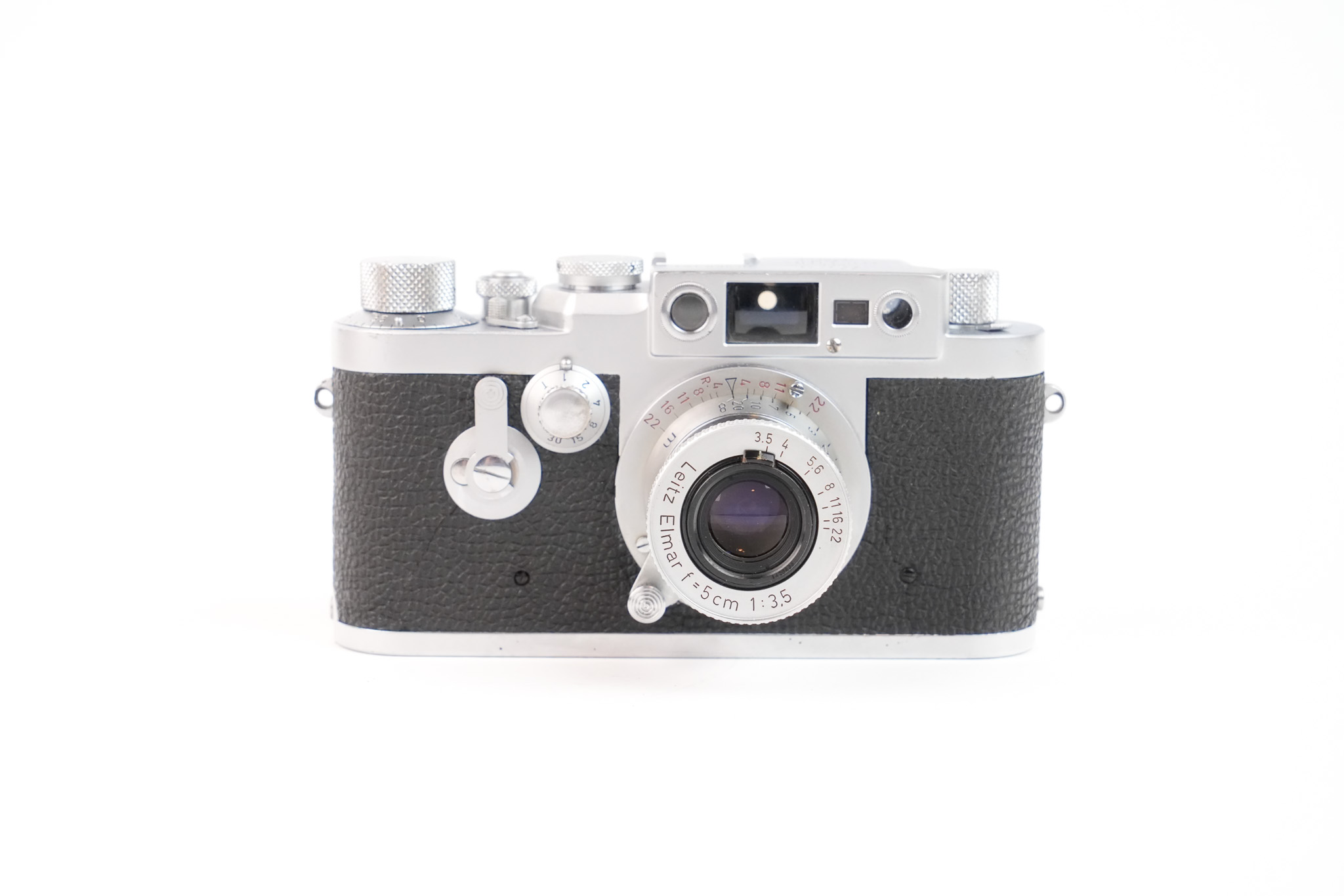 Appareil photo Leica IIIG avec Elmar 50mm Red Scale.