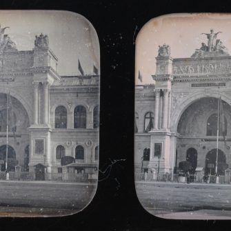 Daguerréotype stéréoscopique Exposition Universelle 1855 Palais industrie façade