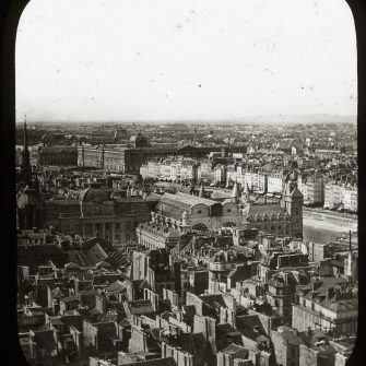 Claude Marie Ferrier.Paris, Île de la Cité vers le Louvre vue d’une tour de Notre dame vers 1855